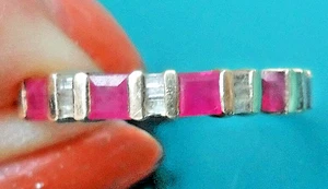 9ct Gold AAA Burmese Princess 1.10ct Ruby & Diamond ET Band Ring~UK R½ US 8 7/8 - Picture 1 of 8