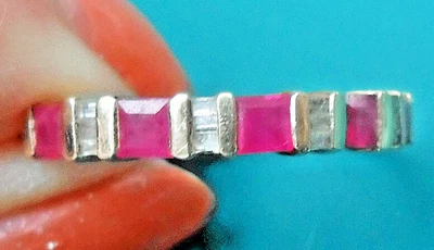 9ct Gold AAA Burmese Princess 1.10ct Ruby & Diamond ET Band Ring~UK R½ US 8 7/8 - Image 1 of 4