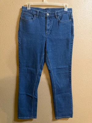 DENIM & CO DENIM STRAIGHT LEG JEANS SZ 12 DARK WASH STRETCH - Image 1 of 3