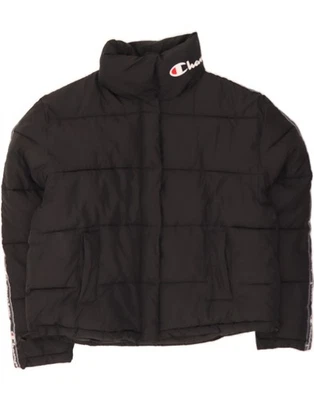 CHAMPION Womens Graphic Padded Jacket UK 16 Large Black Polyester DF71 - Image 1 of 4