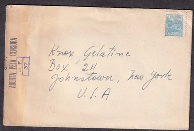 Brazil 1945 WWII censor cover Celina Eugenien Rio to Knox Gelatine Johnstown NY - Image 1 of 2