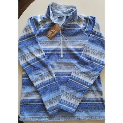 NWT Eddie Bauer Womens 1/4 Zip Fleece Striped Pullover Size SMALL, Dusk Color - Image 1 of 4