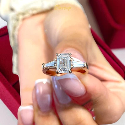 IGI  Certified Lab Grown Diamond Wedding Ring 3.00 Ct Emerald Cut 18K Rose Gold - Image 1 of 4