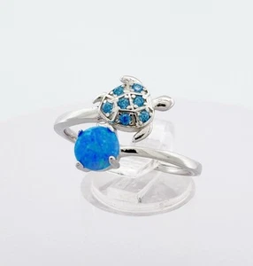 Opal Meeresschildkröte Ring verstellbar Einheitsgröße Sealife echt 925 Sterling Silber 💖 - Bild 1 von 11