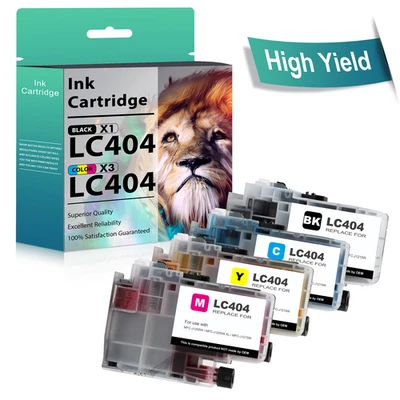 4-Pack High Yield LC404 Ink For Brother MFC-J1205W MFC-J1215W MFC-J1205W XL - Image 1 of 4