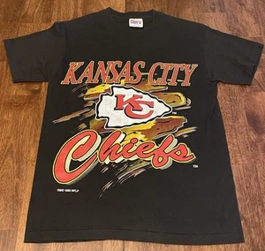 Vtg Kansas City Chiefs T-Shirt Single Stitch Retro NFL KC Mens Small Youth Large - Picture 1 of 7