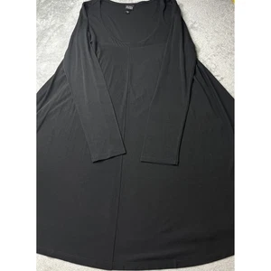 Vestido de seda Eileen Fisher minimalista manga larga negro XS - Imagen 1 de 6