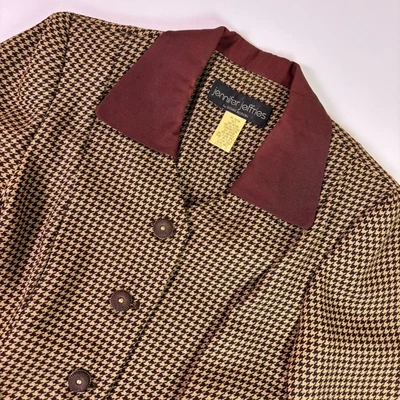 Vestido Midi Retro Vintage Pata de Gallo Para Mujer 8 Marrón Botón Frontal Preppy Academia Foto 1 de 4