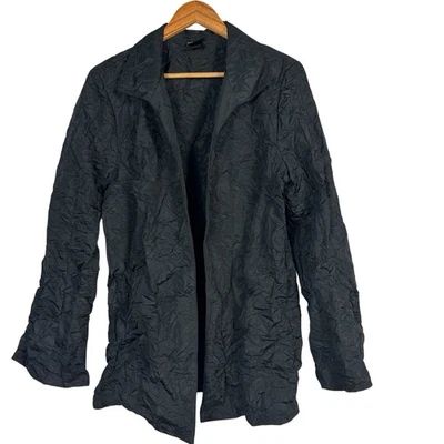 Citiknit Open Front Jacket Black Wrinkle Long Sleeve Women's Size Large - Image 1 of 4