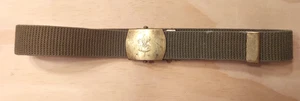 VINTAGE 1970s Boys Scouts Olive Green Canvas Belt 30" With Brass Buckle-USA Made - Picture 1 of 7