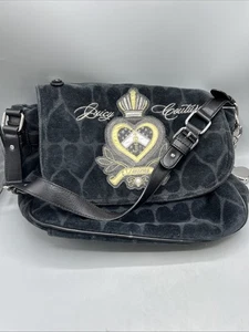 Vintage Y2K Juicy Couture Velours Handtasche Herzen Tasche Kuriertasche schwarz 12 x 10 x 5 Zoll - Bild 1 von 9