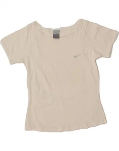 NIKE Womens T-Shirt Top UK 10/12 Medium Off White Cotton CB08 - Picture 1 of 4