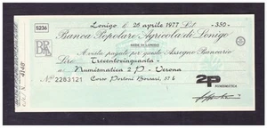 Assegno Bancario Banca Popolare Agricola di Lonigo 1977 350 L. - Picture 1 of 1