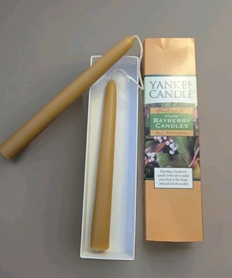Yankee Candle Pure Bayberry 8" Tapers Handcrafted All Natural Set of 2 Gold  - Image 1 of 4