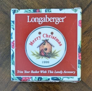 NIB Longaberger " Merry Christmas 1999 " Round Cardinal Bird House Basket Tie On - Picture 1 of 8