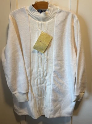 Denim & Co Chunky Knit Crew Neck Winter Sweater Size 1X Cream New With Tags - Image 1 of 3