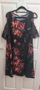 Approx Size 22/24 Black And Red Cold Shoulder Dress (Unbranded) - Picture 1 of 6