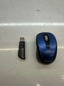 Microsoft Wireless Mobile (mini) Mouse 3000 Model 1359 Black/Blue Tested - Picture 1 of 3
