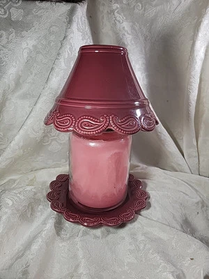 Chelsea Imports 栗色大灯罩和匹配盘适合洋基蜡烛大罐 — 第 1/4 张图片