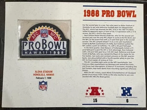 1989 NFL Football PRO BOWL PATCH Willabee & Ward OFFICIAL with Info Stat Card - Picture 1 of 2