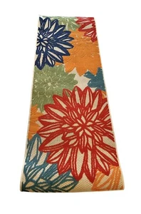 Rug Indoor Outdoor Runner Multicolor 2.1'X6' Nourison Veranda Aloha Collection - Picture 1 of 6