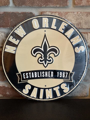 New Orleans Saints NFL 12" Round Metal Embossed Sign Gym Garage Mancave SheShed Cover