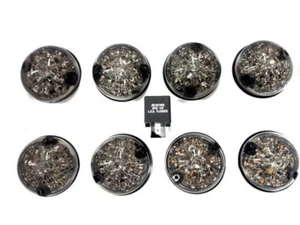 Land Rover Defender Front & Rear Clear Smoked LED Light Upgrade Kit 73mm  DA-0 - Picture 1 of 1