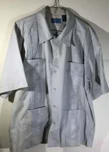 Tropical Cool Dress Shirt Polyester/Cotton Short Sleeves Decorative Front Pocket - Picture 1 of 9