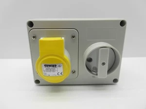 GEWISS GW66001 16 AMP 110 VOLT 3 PIN YELLOW IP44 INTERLOCKED SWITCHED SOCKET  - Picture 1 of 4