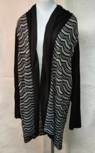 Misook Sz 3X Brown White Open Front Cardigan Cover Up Long - Picture 1 of 7