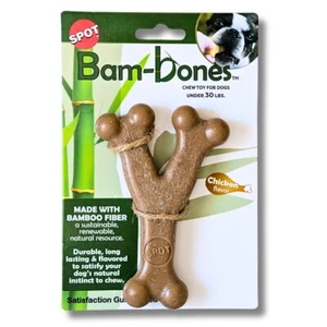 Juguete para masticar Spot Bam Bones Wishbone sabor pollo 5,25" para gog - Imagen 1 de 2