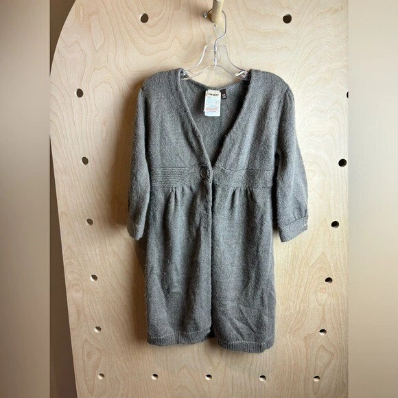 IKKS France Single Button Gray Wool Blend Cardigan Size 8 - Image 1 of 4
