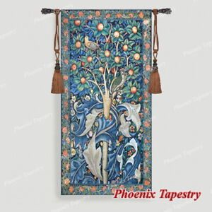 William Morris Woodpecker Tapestry Wall Hanging Jacquard Weave Cotton 55"x27"
