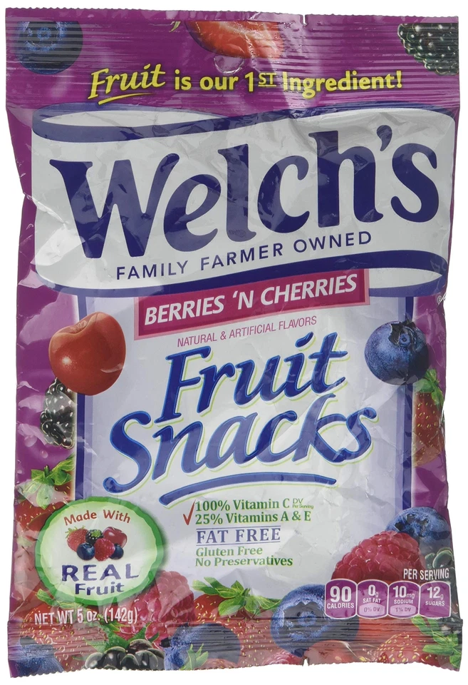 Welch's, Berries 'N 樱桃水果零食,5 盎司 — 第 1/1 张图片