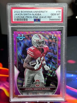 Jaxon Smith-Njigba 2022 Bowman U Chrome 78 Pink Wave PSA 10 Rookie RC # / 125 - Image 1 of 2