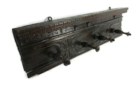 Antique 1800 century  Coat Hat Rack Pegs Spindle Victorian Breton French Cover