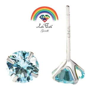 Par De Pendientes Puntos Luz Aguamarina de Plata 925 - Rainbow Collection - Imagen 1 de 6