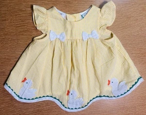 Vestido Seersucker vintage para niños con temática de pato amarillo de Little Bitty talla 18 meses - Imagen 1 de 2