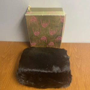 Cartera de noche negra con manguito de piel de visón Ransohoffs vintage calentador de manos años 50 60 - Imagen 1 de 11