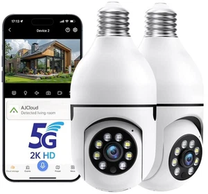Light Bulb Security Cameras Outdoor, 5G&2.4GHz WiFi Lightbulb Wireless Outdoo... - Picture 1 of 8