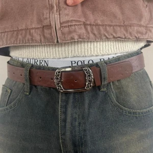 Y2K Style Brown American Western Floral Design Belt   - Picture 1 of 10