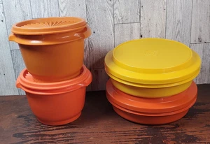 Vtg Tupperware 2-Servalier Bowls & 2 Seal-N-Serve Lid/Plates/Set Of 4 - Picture 1 of 11