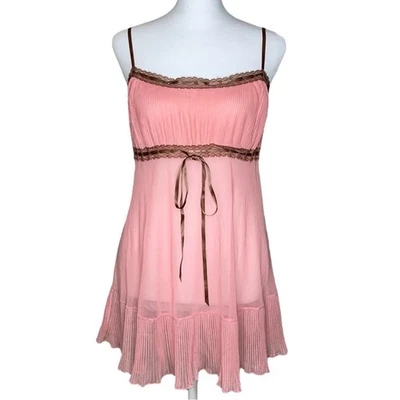 Vestido Victoria Secret Vintage Y2K Transparente Lechera Babydoll Sin Mangas M Rosa Camisón Foto 1 de 4