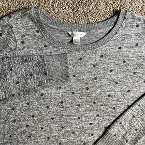 Christopher & Banks Polkadot Gris Pullover Top Blusa XL Cuello Redondo Preppy Para Mujer ☼ - Imagen 1 de 6