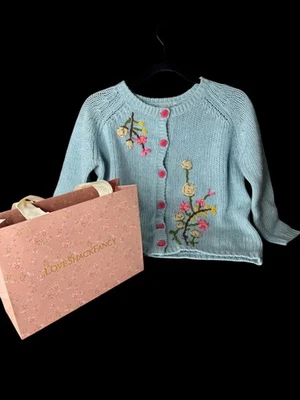 LOVESHACKFANCY Anastasia Floral Cardigan Size P Petite 00 $345 Pink Rose Buttons - Image 1 of 4