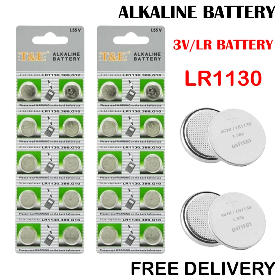 LR1130 Battery AG10 LR1130 LR54 1.5v ALKALINE BUTTON Battery Coin Cell Batteries - Image 1 of 1