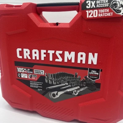 Juego de herramientas mecánicas CRAFTSMAN Gunmetal cromado (105 piezas) - CMMT45304 Foto 1 de 4