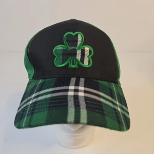 3 Leaf Clover Green Plaid Unisex Adjustable Cap Hat Embroidered St Patricks Day - Picture 1 of 8