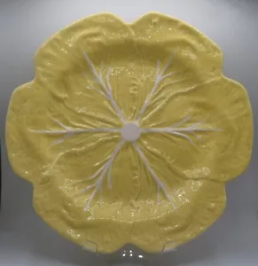 BORDALLO PINHEIRO KERAMIK MAJOLIKA KOHL GELB HACKTELLER PLATTE 12" - Bild 1 von 7