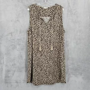 Vestido recto BeachLunchLounge 2x borlas sin mangas marrón negro estampado de guepardo de leopardo - Imagen 1 de 11